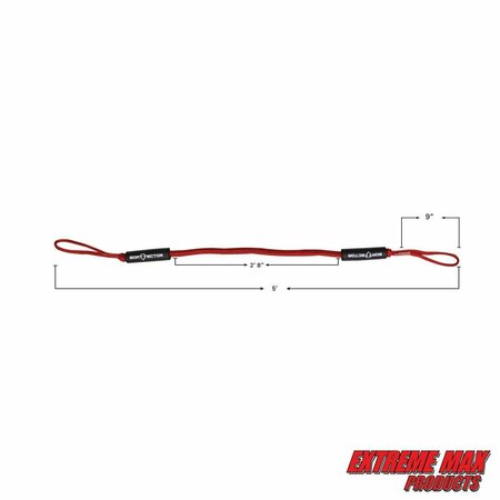 Extreme Max Extreme Max 3006.2714 BoatTector Bungee Dock Line Value 2-Pack - 5', Red 3006.2714